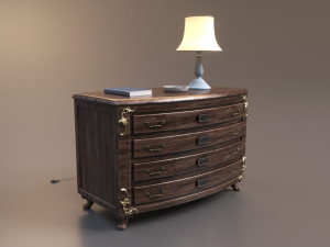 Vintage Wooden Dresser Cabinet 3D-Modell