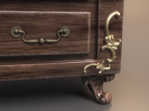Vintage Wooden Dresser Cabinet 3D-Modell