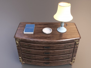 Vintage Wooden Dresser Cabinet 3D-Modell