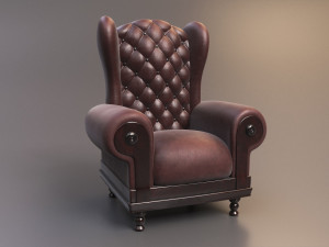 Leather Fancy Vintage Arm Chair Couch 3D Model