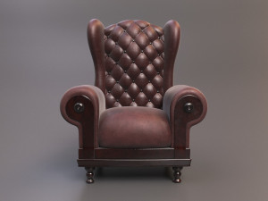 Leather Fancy Vintage Arm Chair Couch 3D Модель
