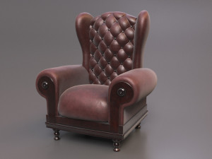 Leather Fancy Vintage Arm Chair Couch 3D Модель