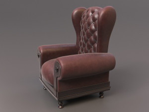 Leather Fancy Vintage Arm Chair Couch 3D Модель