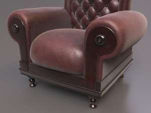 Leather Fancy Vintage Arm Chair Couch 3D Модель