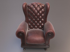 Leather Fancy Vintage Arm Chair Couch 3D Модель