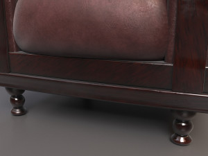 Leather Fancy Vintage Arm Chair Couch 3D Модель