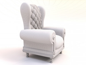 Leather Fancy Vintage Arm Chair Couch 3D Модель