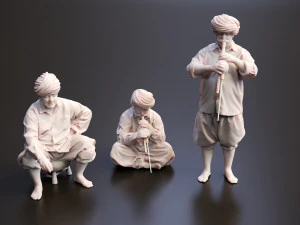 Realistic 3D Scan Flutist Man Model and Pose Blender Compatible 3D Model