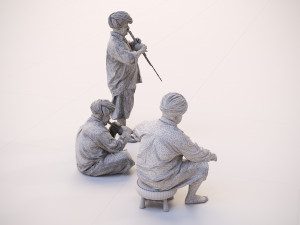 Realistic 3D Scan Flutist Man Model and Pose Blender Compatible 3D मॉडल