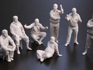 3D Man Multi Pose Model Package Blender and 3ds Max 3D Model