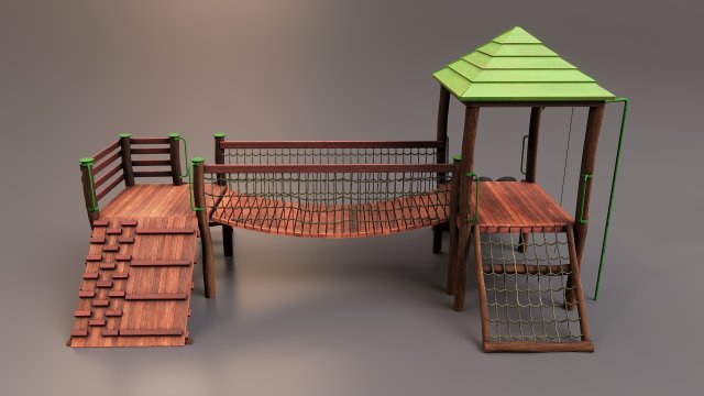 Realistic Outdoor Childrens Playground Set 3D 3D Model .c4d .max .obj .3ds .fbx .stl .blend 