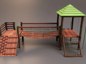 Conjunto de playground infantil realista ao ar livre Modelo 3D Modelo 3D