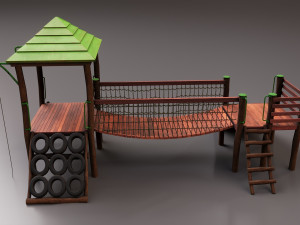Realistic Outdoor Childrens Playground Set 3D 3D Model