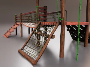 Realistic Outdoor Childrens Playground Set 3D 3D Model