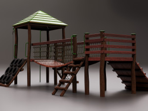 Realistic Outdoor Childrens Playground Set 3D 3D Model