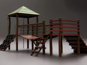 Realistic Outdoor Childrens Playground Set 3D 3D Model