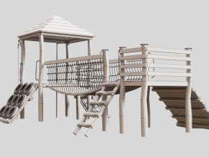 Realistic Outdoor Childrens Playground Set 3D 3D Model