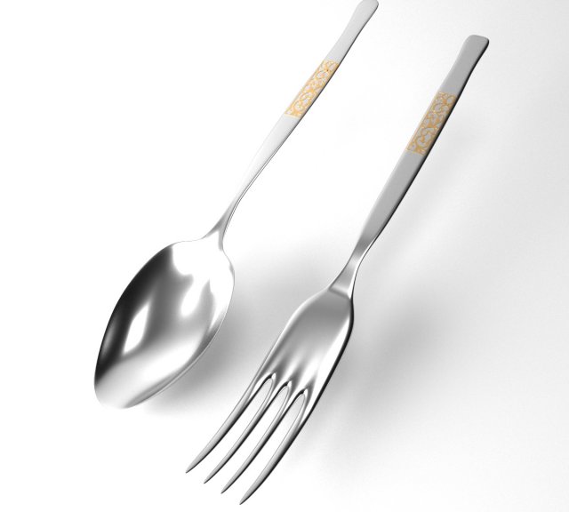 Fork and Spoon 3D Модель .c4d .max .obj .3ds .fbx .stl .blend 