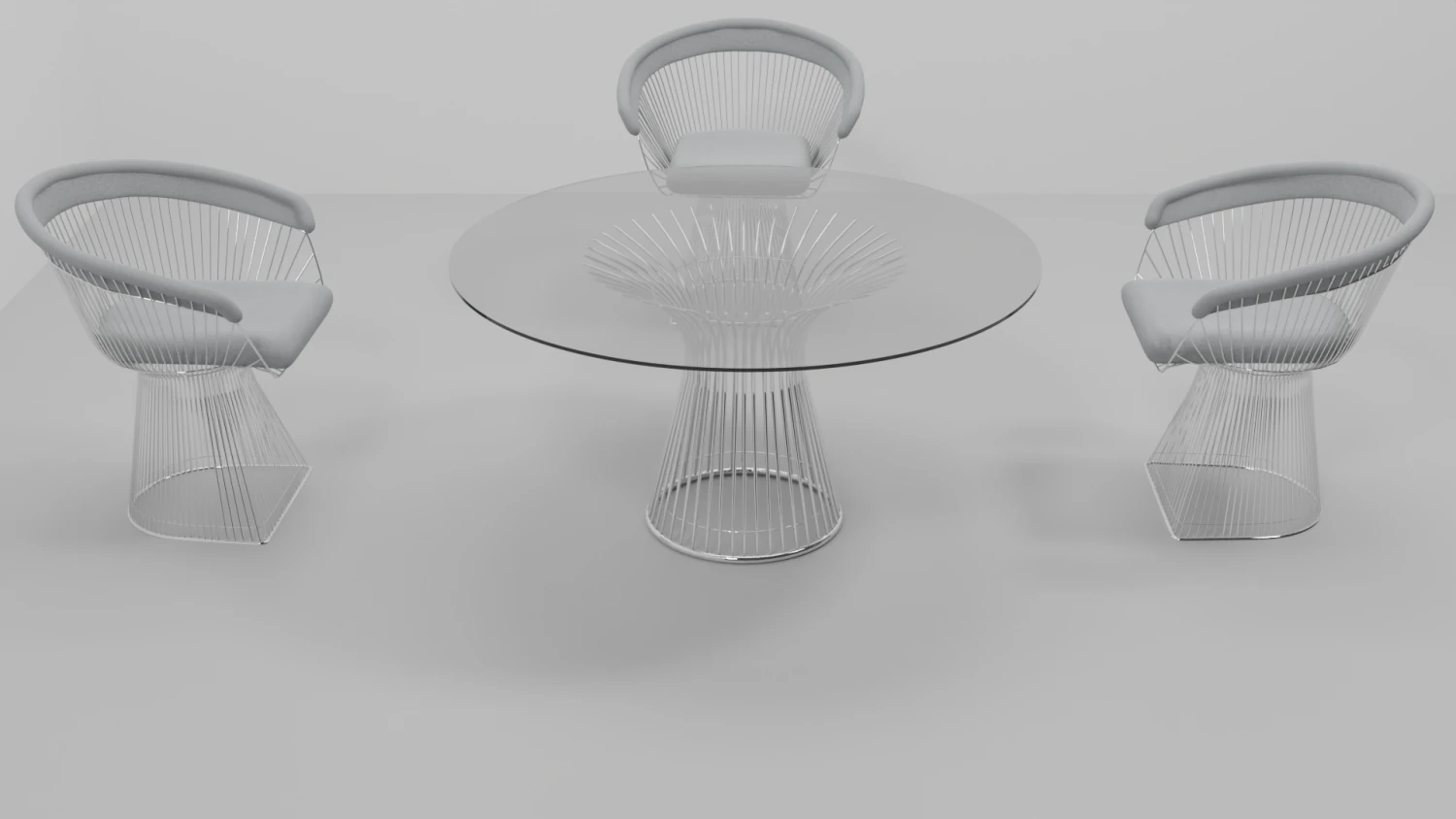 Round dining table and chairs 3D Model .c4d .max .obj .3ds .fbx .stl .blend 