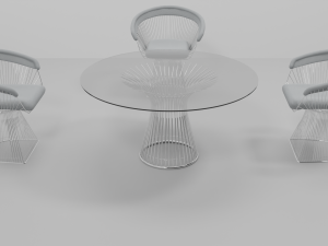 Round dining table and chairs Model 3D