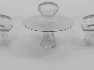 Mesa de jantar redonda e cadeiras Modelo 3D