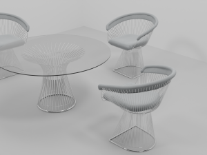 Round dining table and chairs Modelo 3D