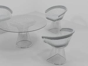 Round dining table and chairs 3D Model