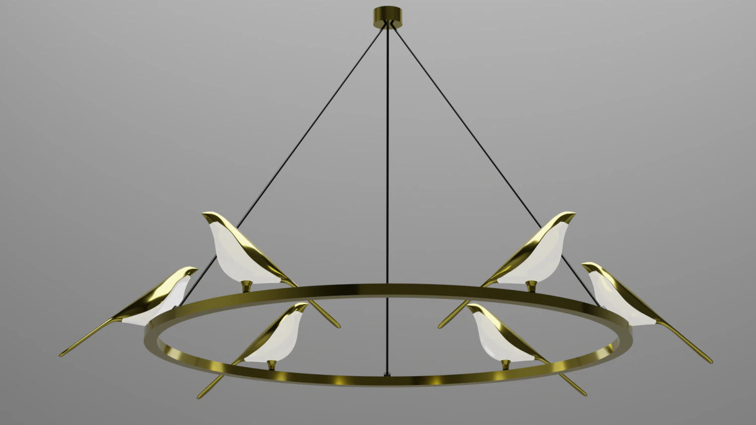 LED ceiling chandelier Birdy 3D Model .c4d .max .obj .3ds .fbx .stl .blend