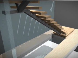 Wooden 3 staircases - detailed construction 3D Model