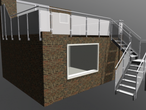 Glassed balustrades and external stairs 3Dモデル