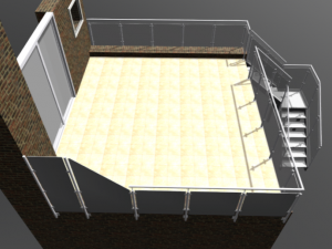 Glassed balustrades and external stairs 3D-Modell