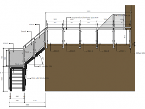Glassed balustrades and external stairs 3D-Modell