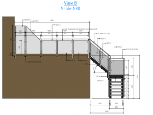 Glassed balustrades and external stairs 3D-Modell
