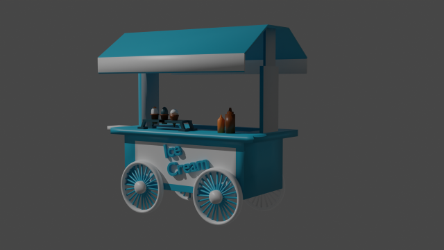 Ice Cream Cart 3D Model .c4d .max .obj .3ds .fbx .stl .blend 