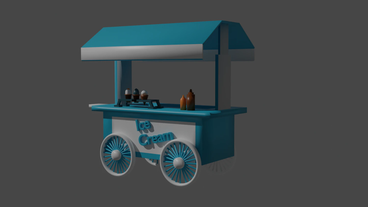 Ice Cream Cart 3D Model .c4d .max .obj .3ds .fbx .stl .blend 