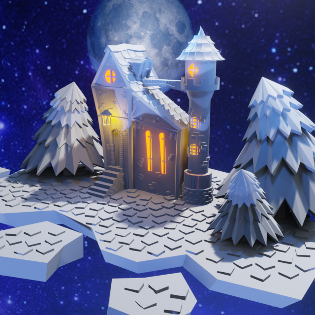 Castle at Midnight 3D Model 3D .c4d .max .obj .3ds .fbx .stl .blend