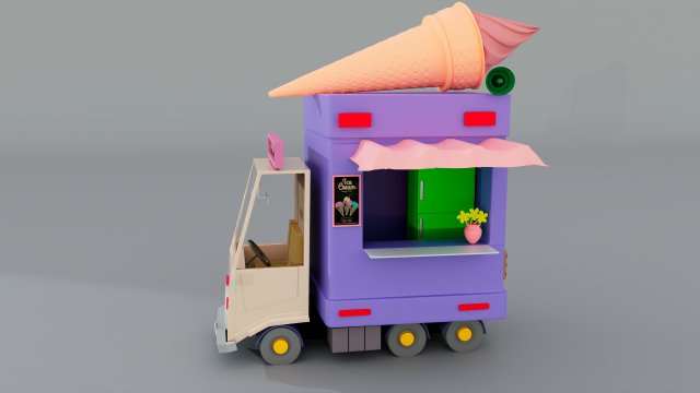 Ice cream van 3Dモデル .c4d .max .obj .3ds .fbx .stl .blend