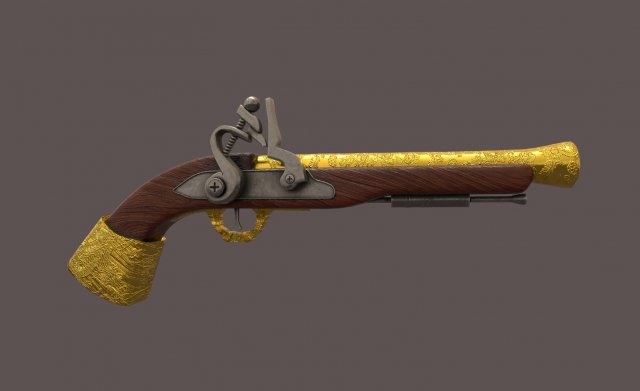 Pirate weapon 3D Model .c4d .max .obj .3ds .fbx .stl .blend 