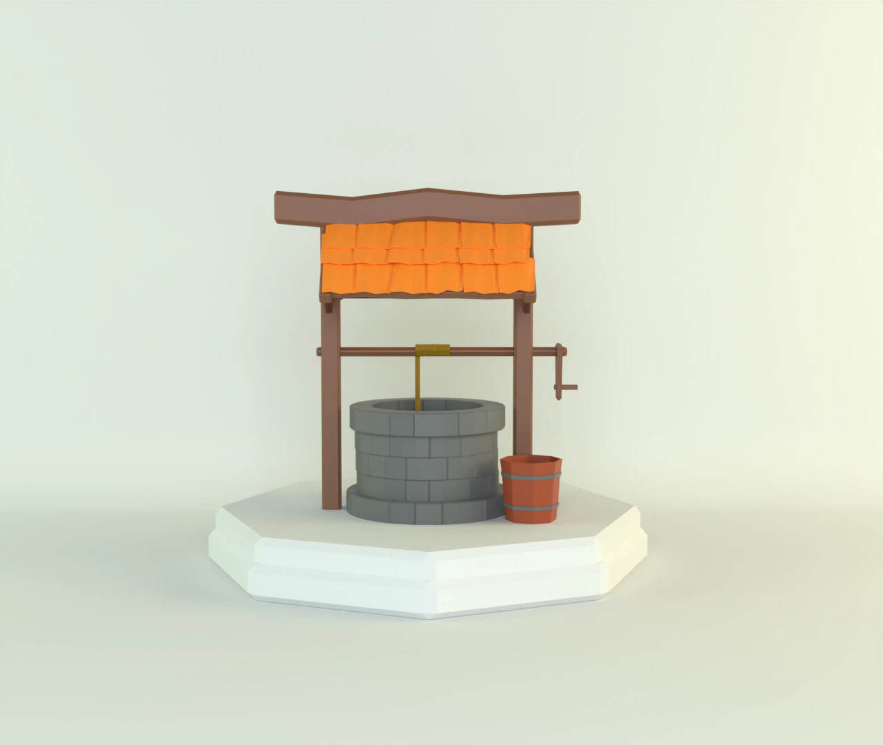 Low-poly water well 3D CG Textures .c4d .max .obj .3ds .fbx .stl .blend 