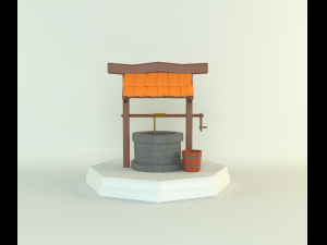 Low-poly water well 3D 3D Model