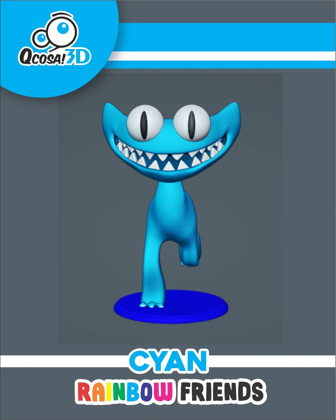 RAINBOW FRIENDS - CYAN 3D Print Model .c4d .max .obj .3ds .fbx .stl .blend 