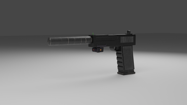 Simple pistol 3D Model .c4d .max .obj .3ds .fbx .stl .blend 