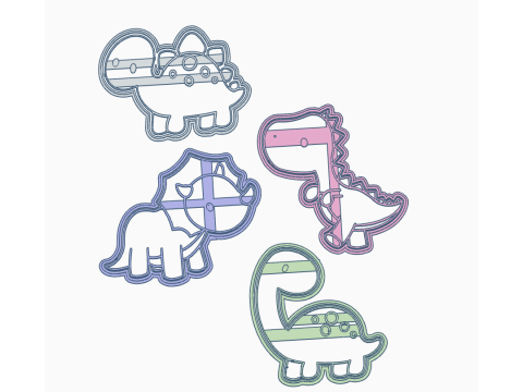 Cortantes Dino Dinosaurios Dinosaurs Cookie Cutter Galleta Galletitas Cermica Arcilla Manualidades 3D Принт Модель