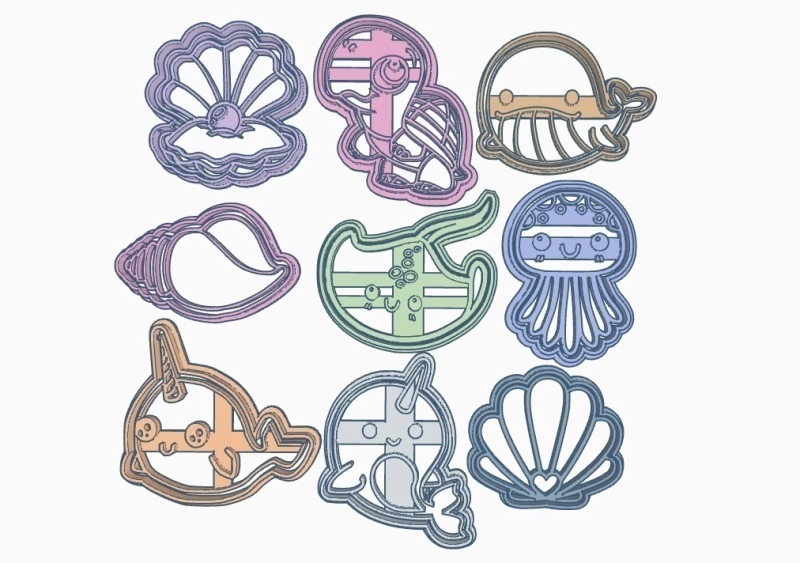 Cortantes Fondo del Mar Sea Cookie Cutter Galleta Galletitas Cermica Arcilla Manualidades Modello di stampa 3D .c4d .max .obj .3ds .fbx .stl .blend 