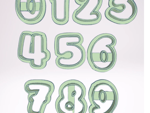 Cortantes numeros numbers Cookie Cutter Galleta Galletitas Cermica Arcilla Manualidades 3D प्रिंट मॉडल