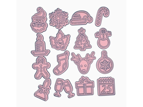 Stamp Navidad Christmas Holydays Cookie Cutter Galleta Galletitas Cermica Arcilla Manualidades 3D Druckmodell