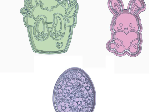 Pascua Conejo Easter Rabbit EGG Cookie Cutter Galleta Galletitas Cermica Arcilla 3D Print Model