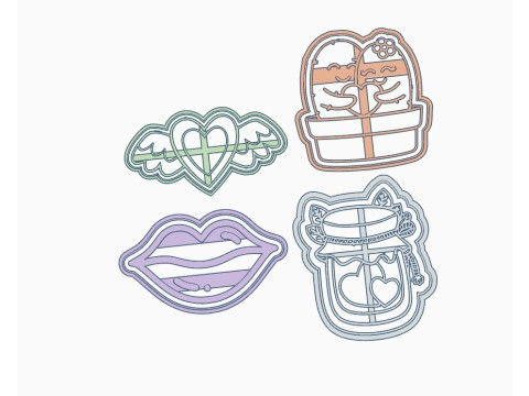 San Valentn Amor Cookie Cutter Galleta Galletitas Cermica Arcilla 3D 프린트 모델