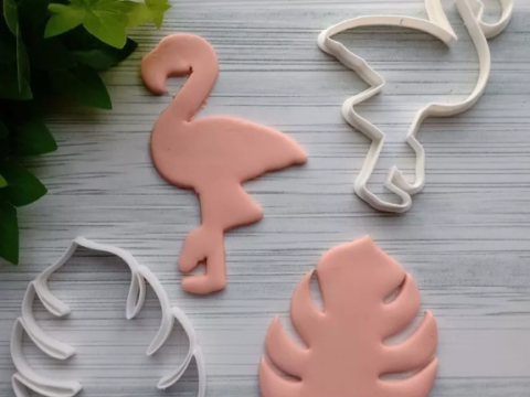 Tropical Flamenco Palmera Pia Hoja Cookie Cutter Galleta Galletitas Cermica Arcilla 3D Принт Модель