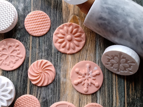 Kit por 13 Sets de Sellos Mango Intercambiable Cermica Arcilla Cookies 3D Print Model